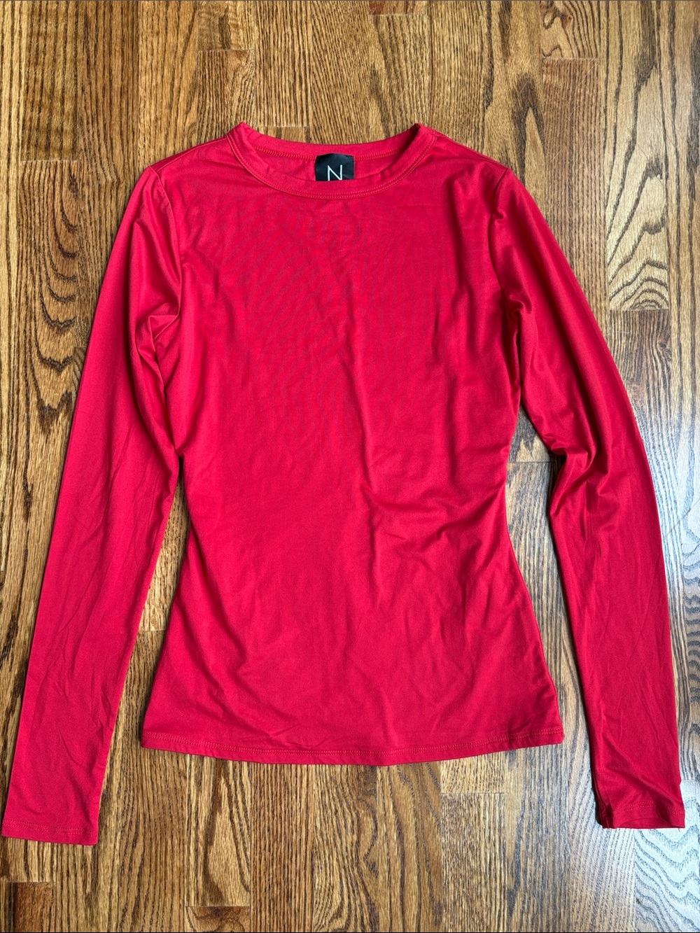 naked wardrobe Red Long-Sleeve Crewneck Top